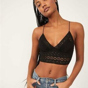 Free People Black Crochet Crop Top